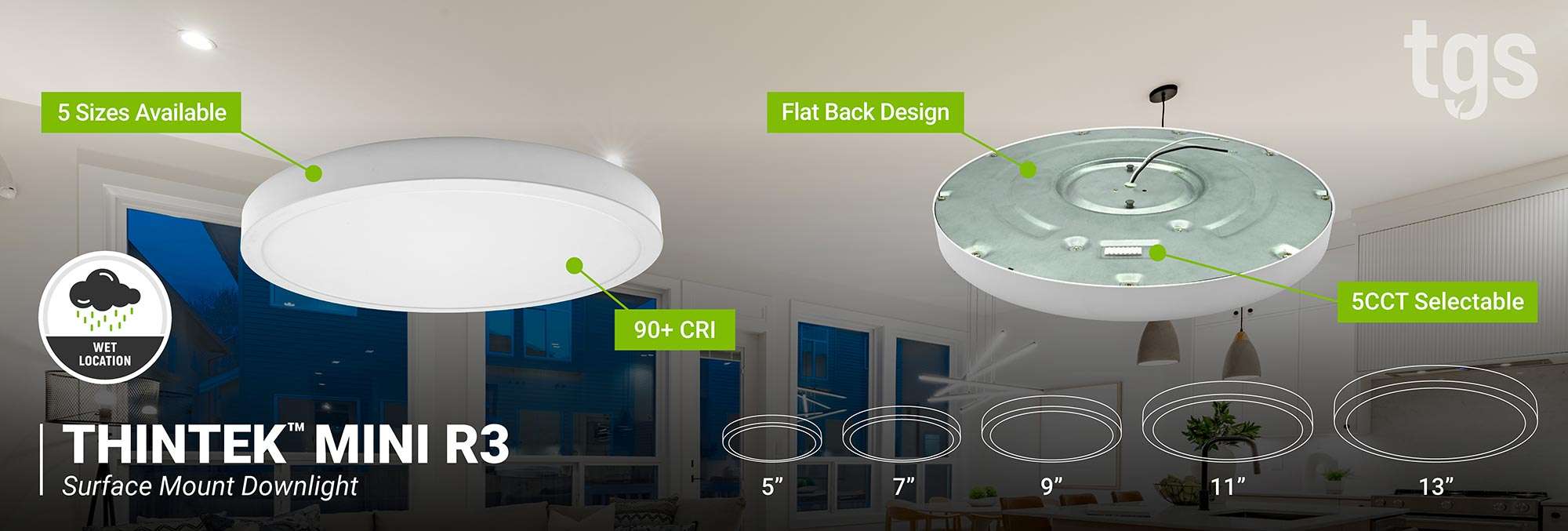 THINTEK MINI R3 Surface Mount Downlight - Wet Location