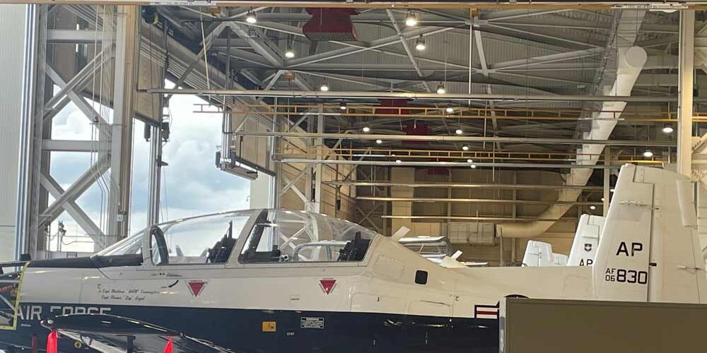 High bay lighting in a military hangar